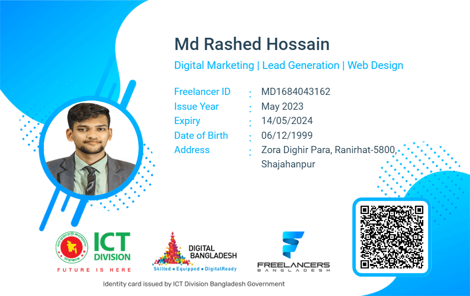 Freelancer ID Card Md Rashed Hossain