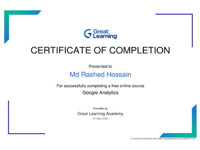 Google Analytics course offered by Great Learning Academy